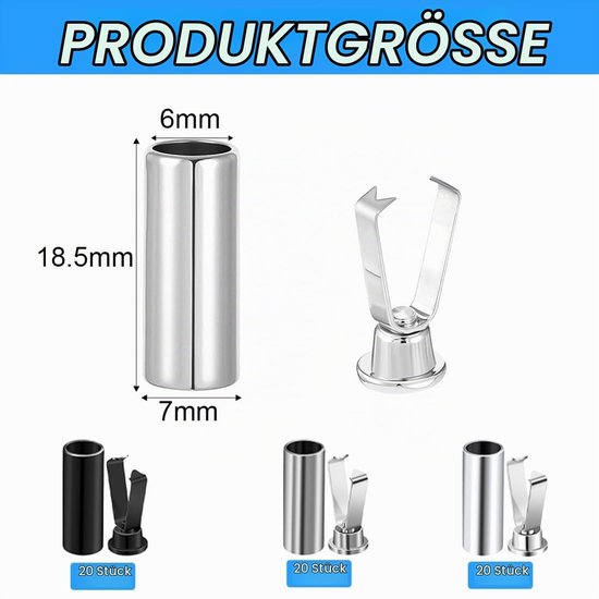 Set van 60 metalen kordelstopper voor schoenen en kleding, 4 kleuren — afbeelding 3