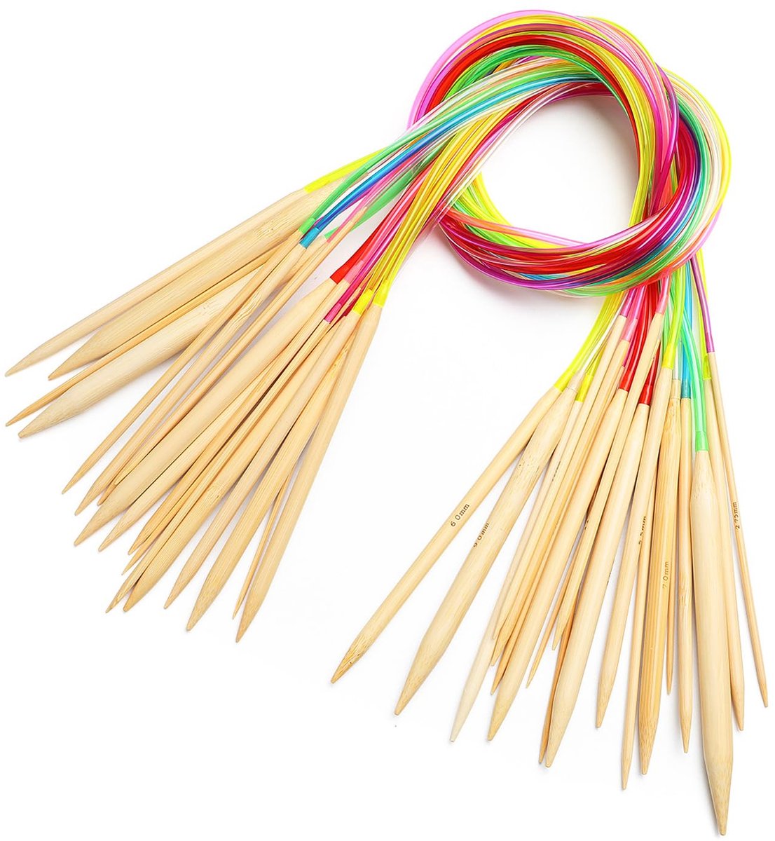 Haaknaalden, Tunesische haaknaald met kleurrijk plastic touw, 2,0-10 mm Afghaanse haaknaalden voor dekens, vloerkleden, sjaals, truien