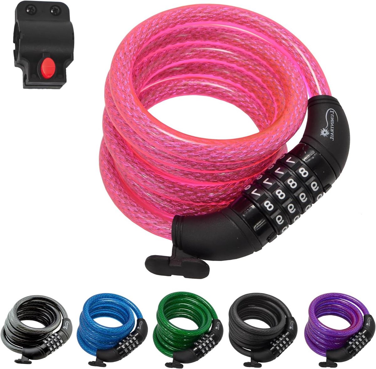 Fiets Combinatie Fietsslot - Kabel Fietsslot - Beveiliging Fiets - Herstelbare Combinatie - 1.2 Meter - Roze