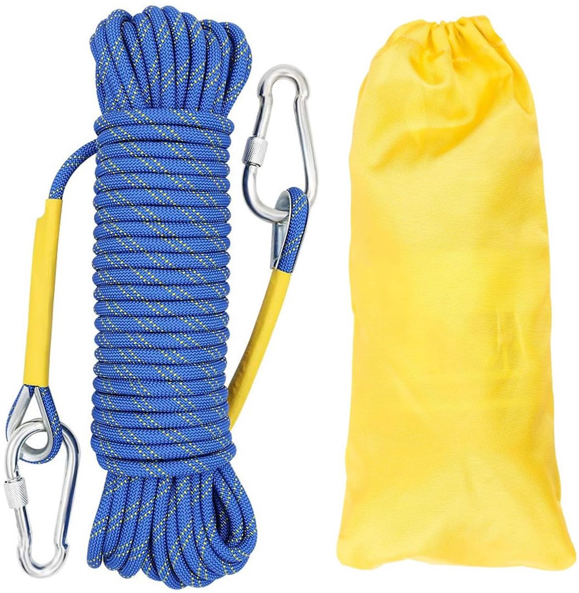 8mm Outdoor Veiligheidskabel Nylon Statisch Klimtouw Reddingstouw Met 2 Karabijnhaken Voor Hoogwerk Brandladder Abseil/sport 10m