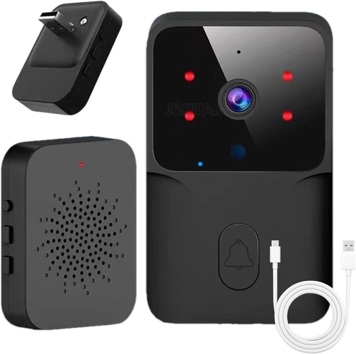Draadloze Deurbel Camera - Videodeurbel Beveiliging - Veiligheid Thuis - Laag Energieverbruik - 8.5 x 5.3 x 2.4 cm - Zwart