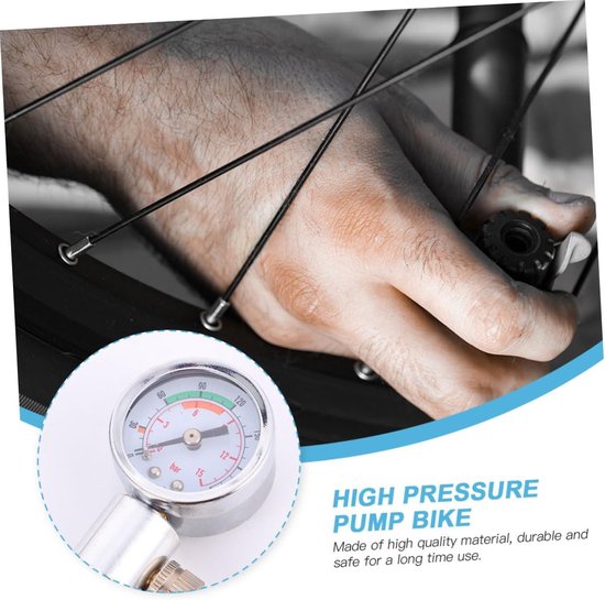 Draagbare Fietspomp - Fietsbandenpomp - Fietsen Onderweg - Met Drukmeter - 210 Gram - Zwart — afbeelding 5