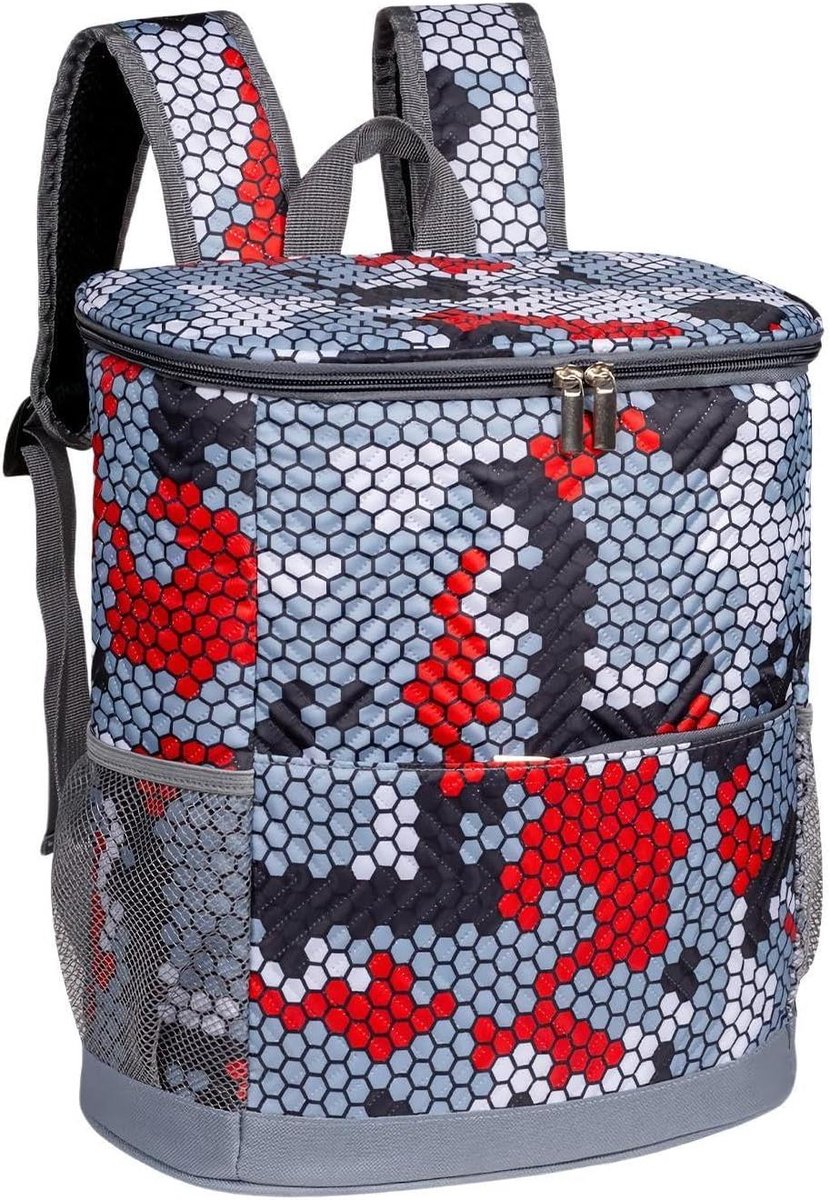Koeltas Lunchtrommel - Reis Cooler Bag - Buitenactiviteiten - Lekvrije Opvouwbare - 33 x 29 cm - Zeshoekig rood