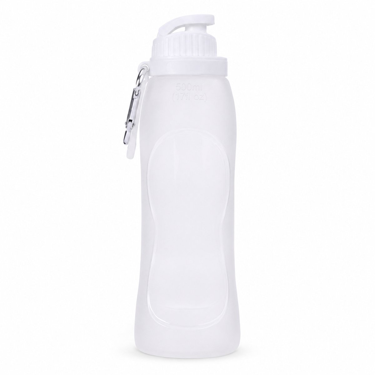 Bobypet - Opvouwbare Waterfles 500ml - BPA Vrij Siliconen Drinkfles met Karabijnhaak - Ultralicht & Lekvrij Sportfles voor Fitness, Wandelen & Fietsen - Transparant