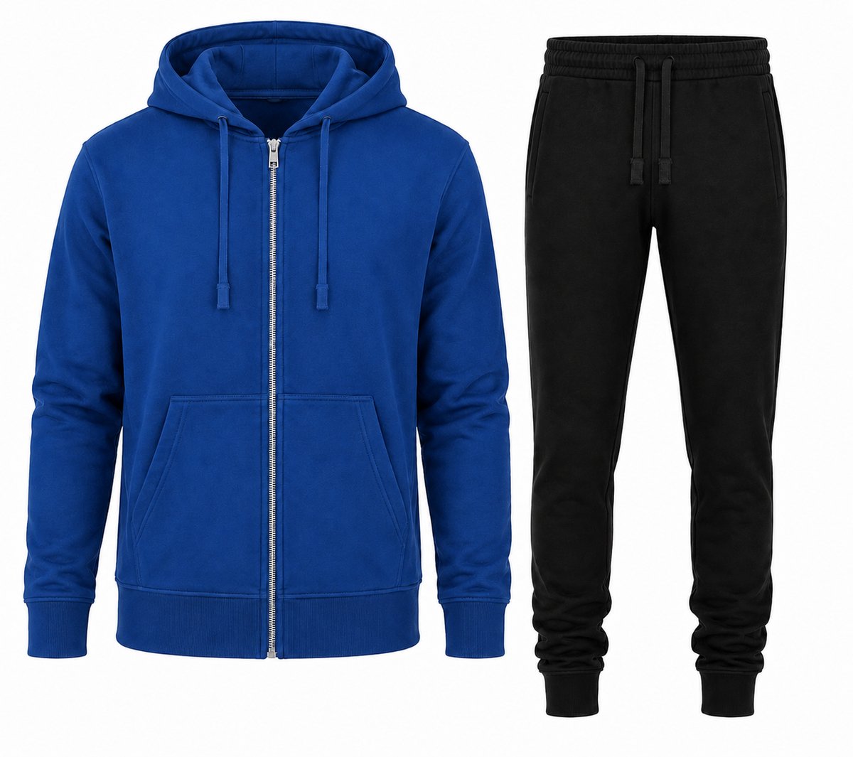 Trainingspak Heren met Rits - Joggingpak Heren met broek - Blauw - XXL