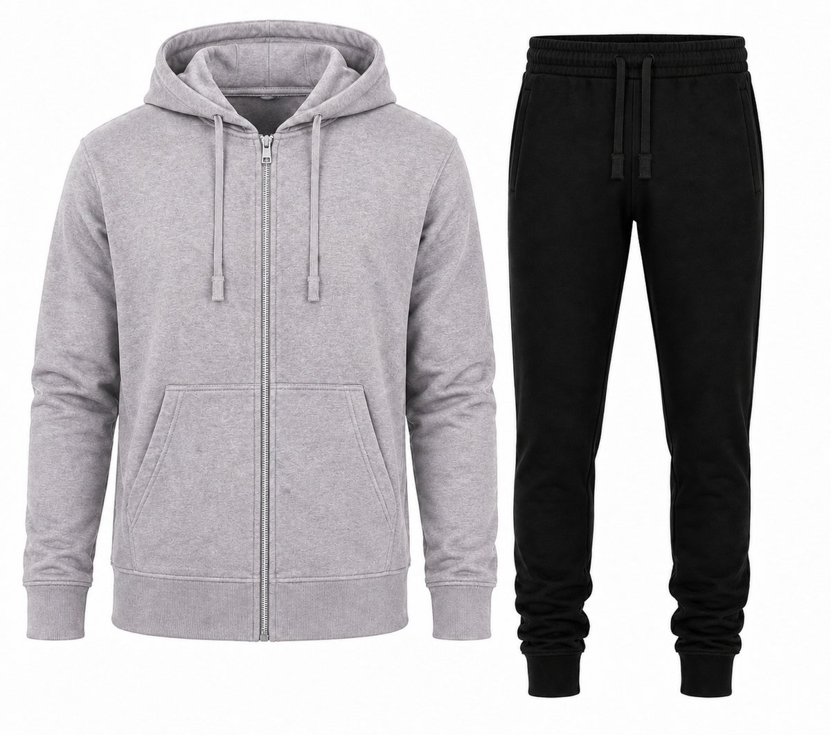 Trainingspak Heren met Rits - Joggingpak Heren met broek - Grijs - XXL