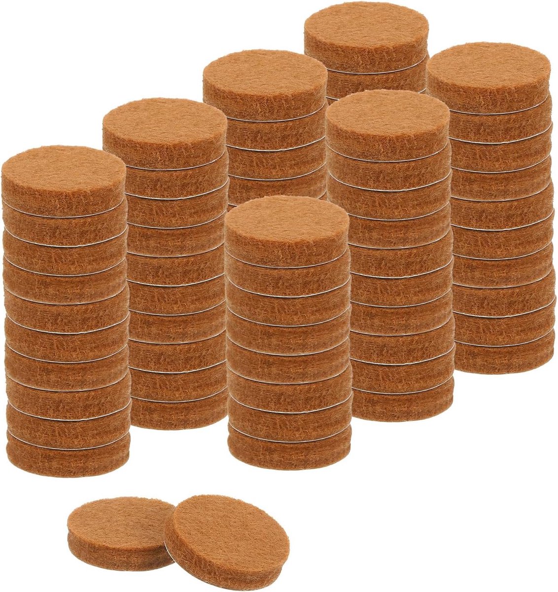 70 stuks ronde viltdoppen voor meubels, 2,2 cm diameter x 0,5 cm, dikte met lijm, antislip, krasbestendig, voor benen, bescherming, lichtbruin
