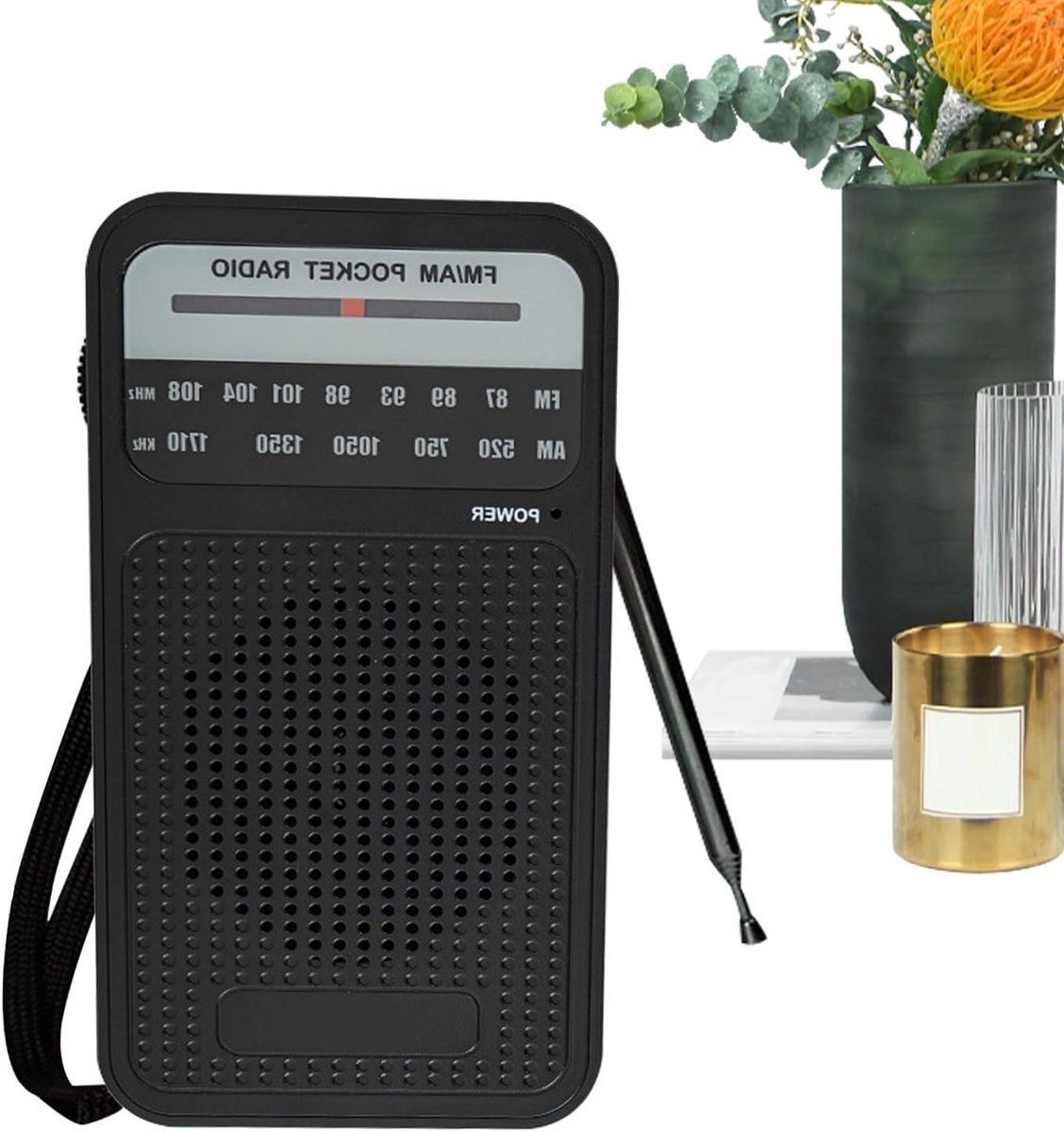 Draagbare Radio - Transistorradio Batterijen - Muziek Luisteren Buiten - Dubbele Band Ontvangst - 14 x 8 x 4 cm