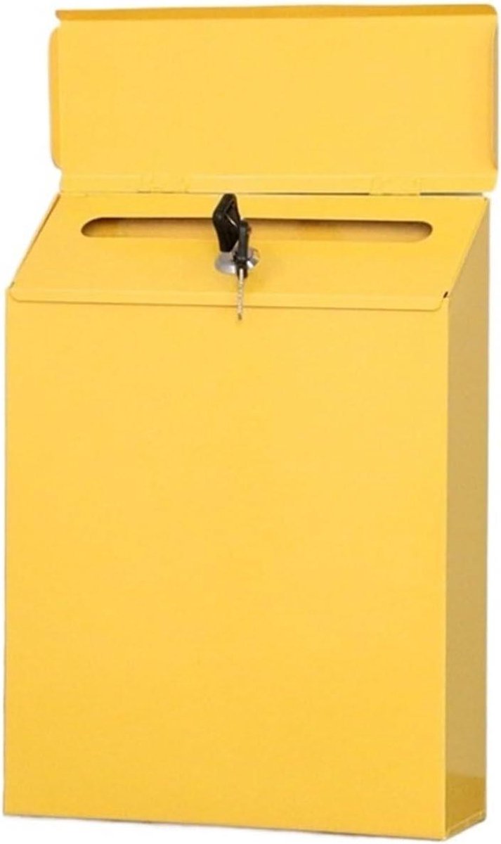 Brievenbus - Postbak - Veilig Post Opslaan - Met Sleutelslot - 30x23x6cm - Geel