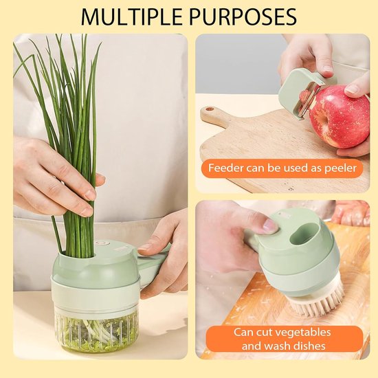 Draadloze Groentehakker - Keukenmachine Mini - Snel Ingrediënten Snijden - One-Touch Bediening - 20.5 cm - Wit — afbeelding 3