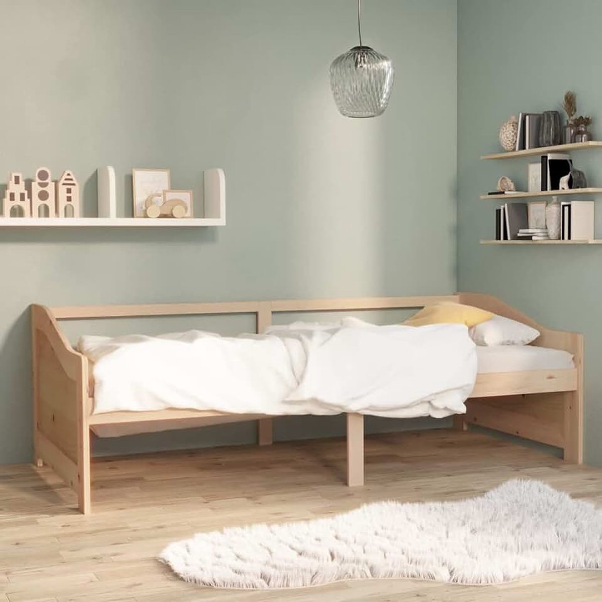 Slaapbank voor 3-zits, moderne bank, voor woonkamer, kantoor, bank, slaapbank, massief hout, 90 x 200 cm