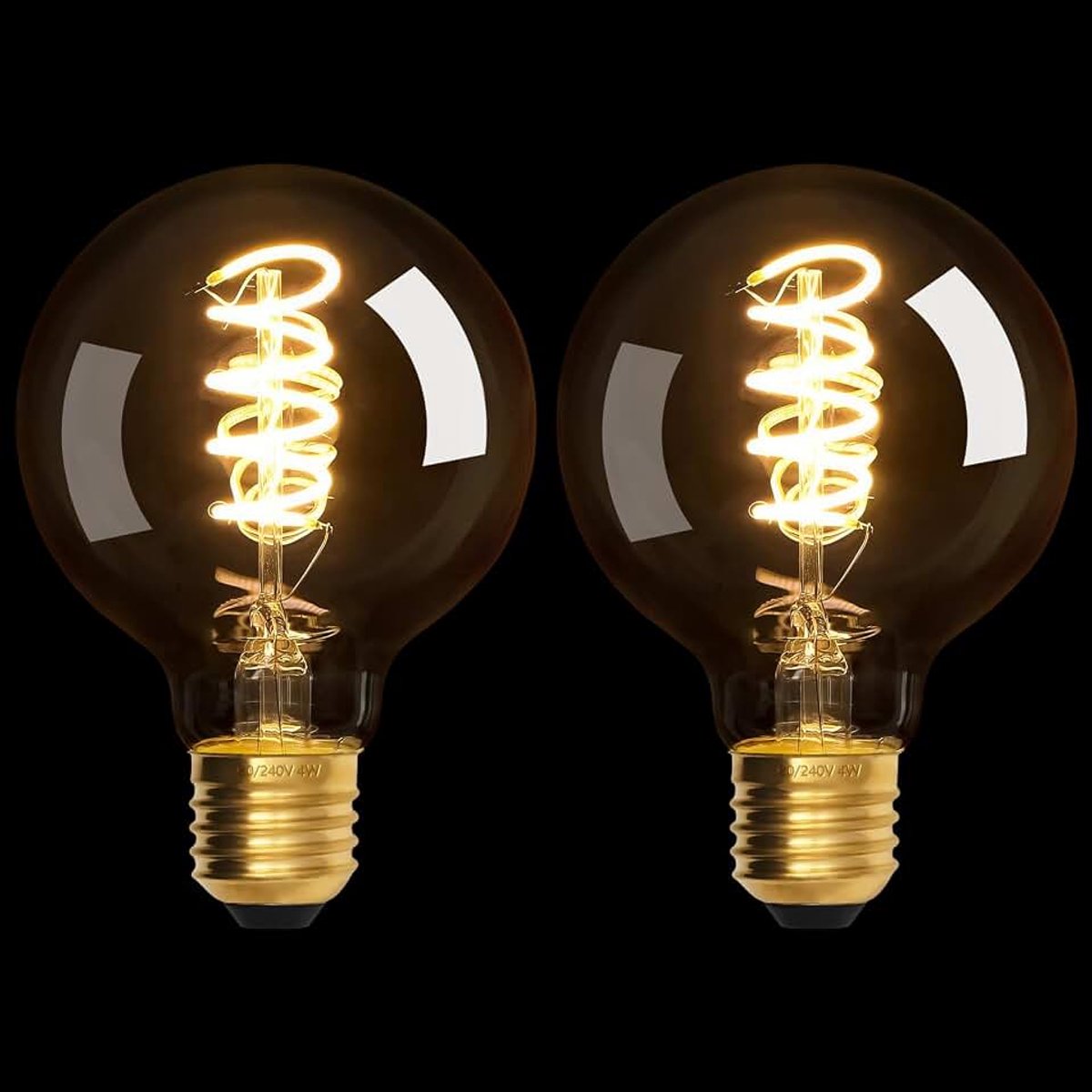 2 Stuks Dimbare LED Lampen E27, G80, 4W, 220-240V, Warmwit licht 2700K, Helder glas, Decoratieve Lampen
