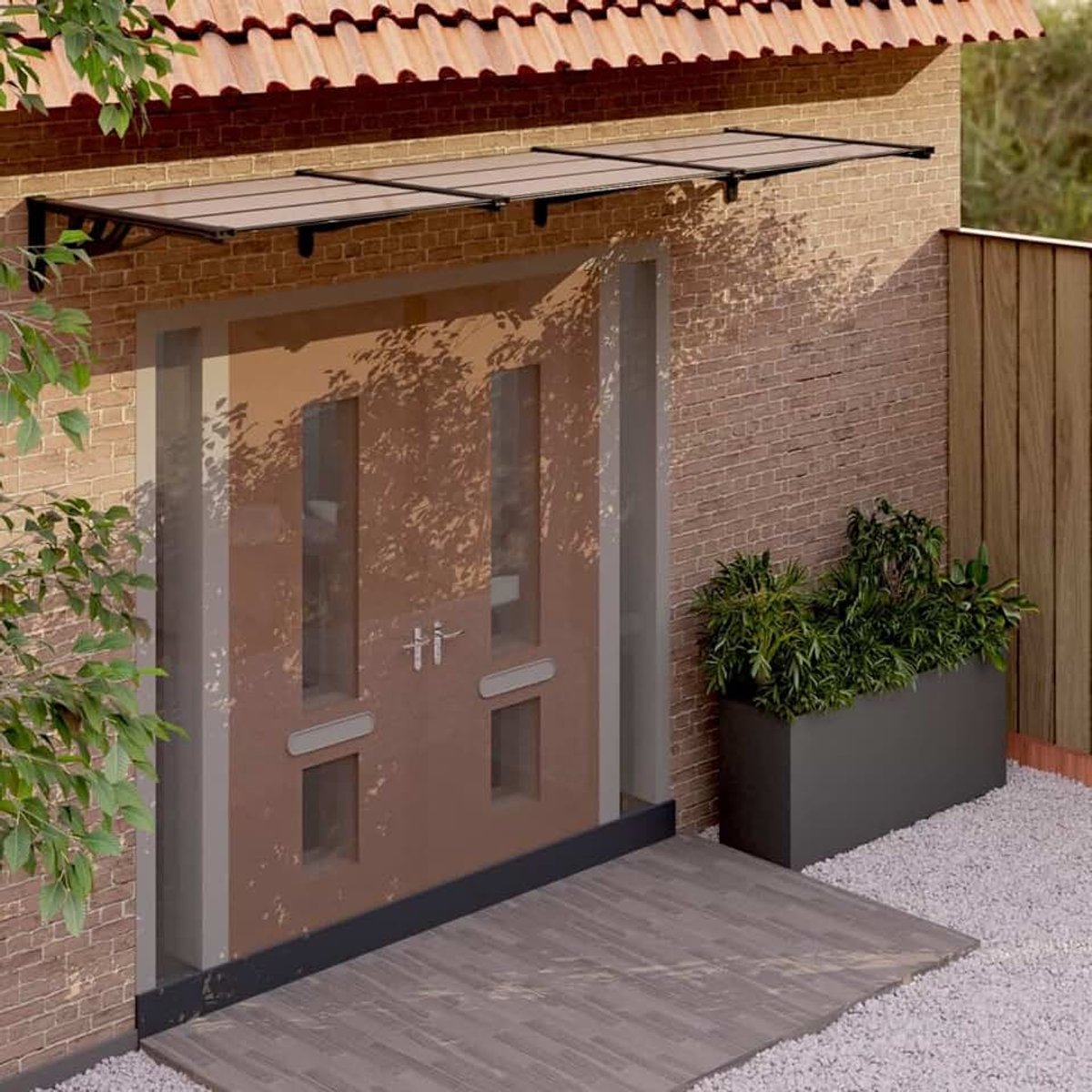 Huisingang luifel voor huisdeur voordeur luifel huisdeur luifel lessenaarsafdak lessenaarsafdak luifel voor garage balkon raam huis zwart -297,5 x 90 cm