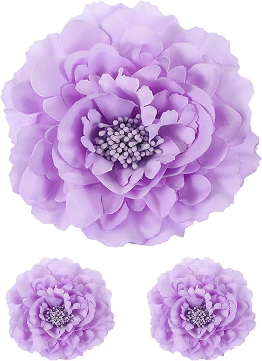 Bloemenhaarklemmen, 11 cm, kunststoffen hoofdbloem voor vrouwen, haarspelden, corsage, doe-het-zelf knutselen, kleding, bruiloft, verjaardag, feest, lichtpaars