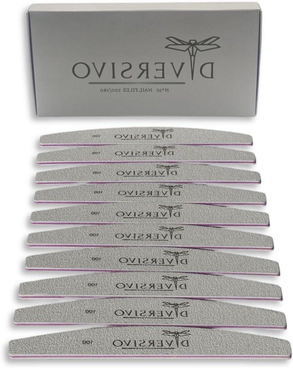 Nagelvijlen Set - Manicure Pedicure - Nagels Modelleren - Dubbelzijdig 100/180 Grit - 10 Stuks - Paars