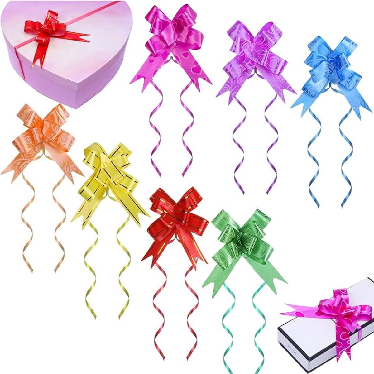 Basket Pull Bows, 200 stuks pull lint strik, verpakking decoratieve strikken, kerst lint pull boog, geschenkverpakking, voor Kerstmis Nieuwjaar Thanksgiving Party, diverse kleuren.