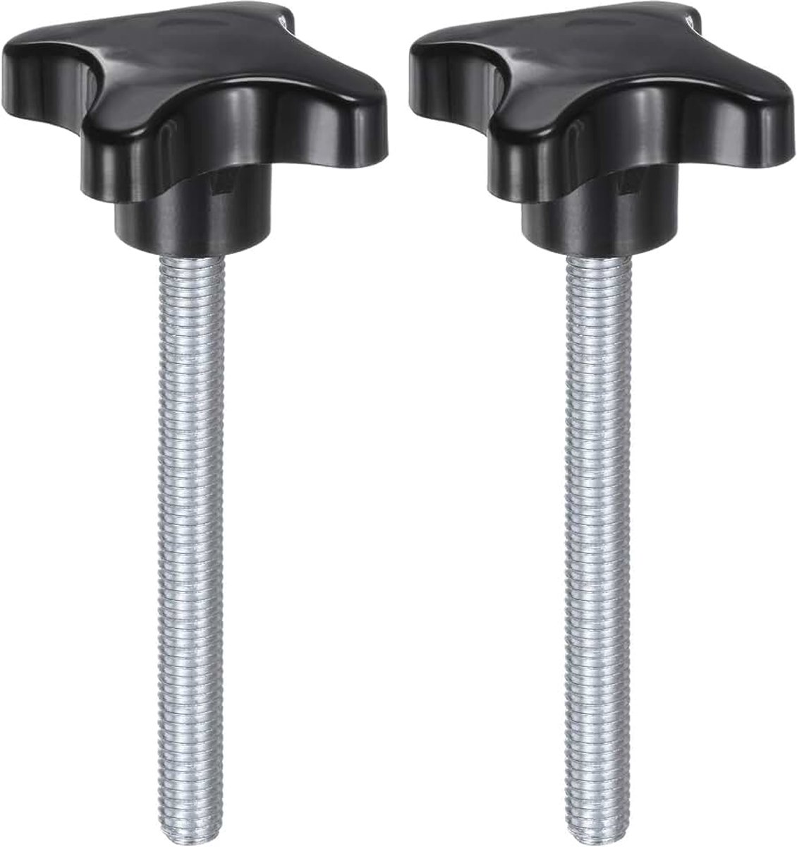 2 stuks sterknoppen M10 x 90 mm buitendraad van kunststof 4 sterren draaiknop handvat schroefdraad vervangende schroef spanschroef handmatig spannen, zwart
