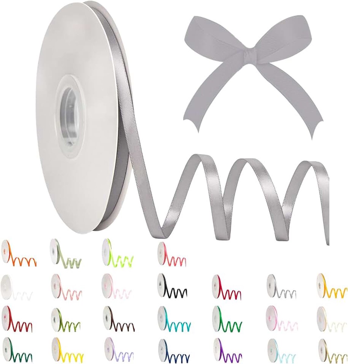 Lint 6 mm polyester satiin lint, 91 meter voor geschenkverpakking, doe-het-zelf kunst en ambachten, geschenkverpakking, ballonnen, strikken, huwelijksdecoraties