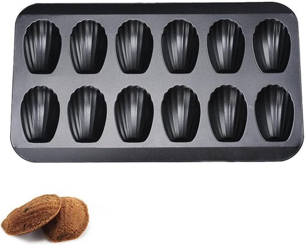 Siliconen bakvorm voor madeleines - Schelpgebak - Zwart