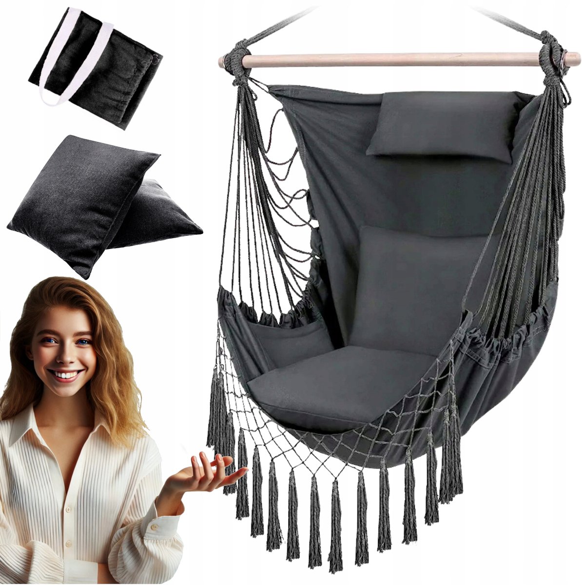 XXL Braziliaanse Hangstoel - Comfortabele hangmat met kussen en hoes