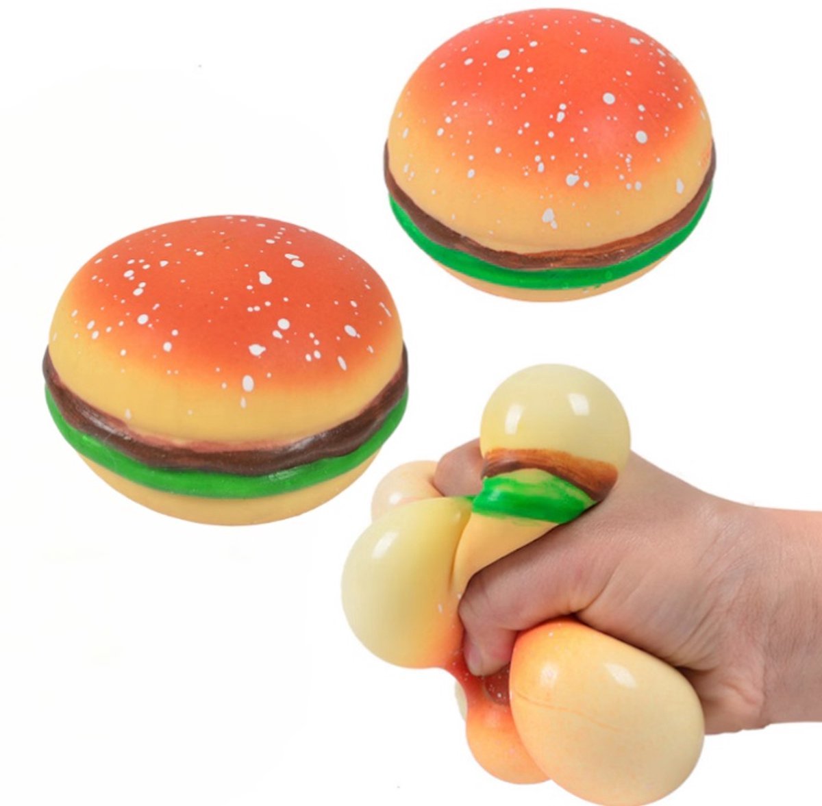 Casalora Hamburger Squishy Stressbal Set van 2 – Slow Rising Knijp Speelgoed – Sensorisch Anti Stress Speeltje voor Kinderen en Volwassenen