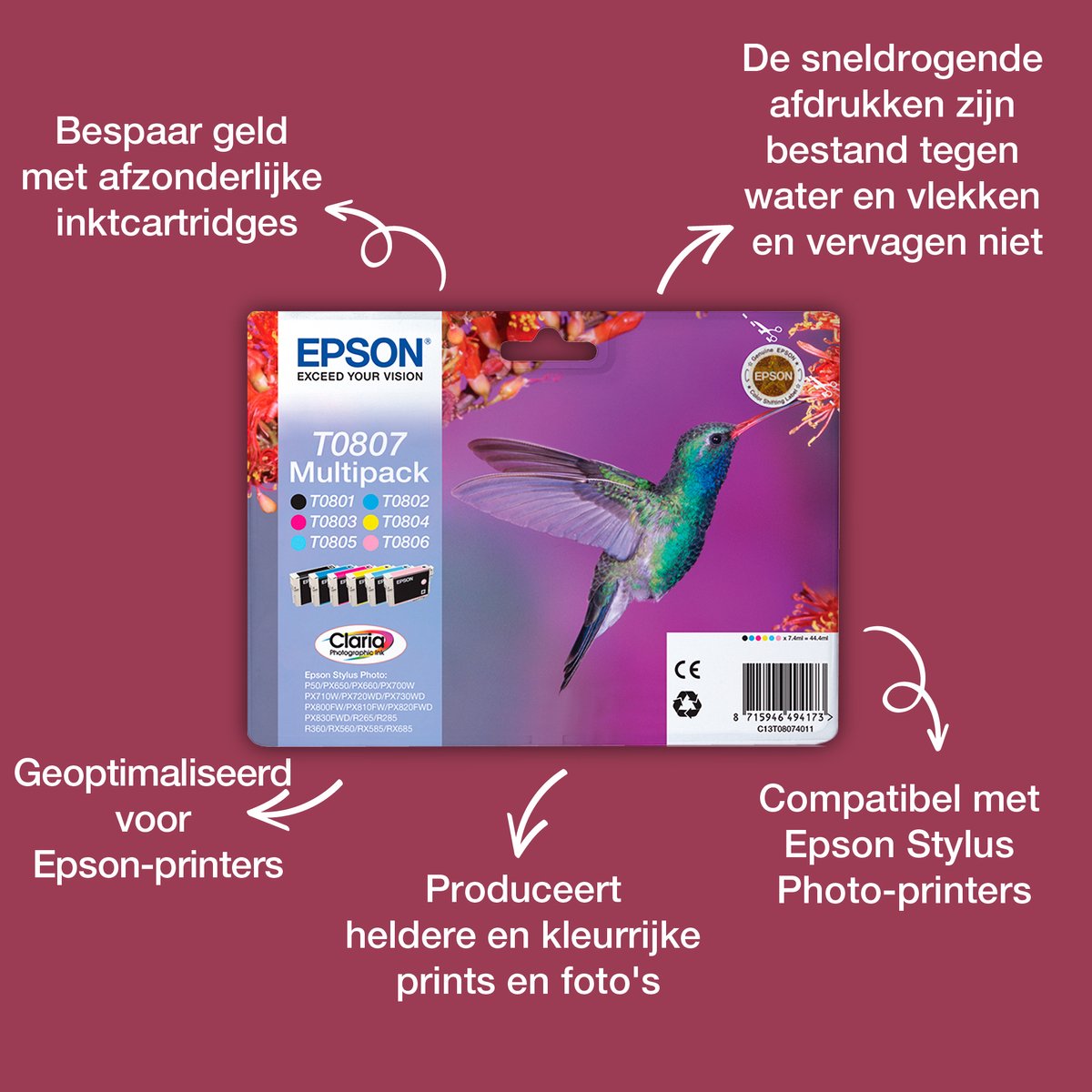 Original Ink Cartridge Epson C13T08074021 Multicolour