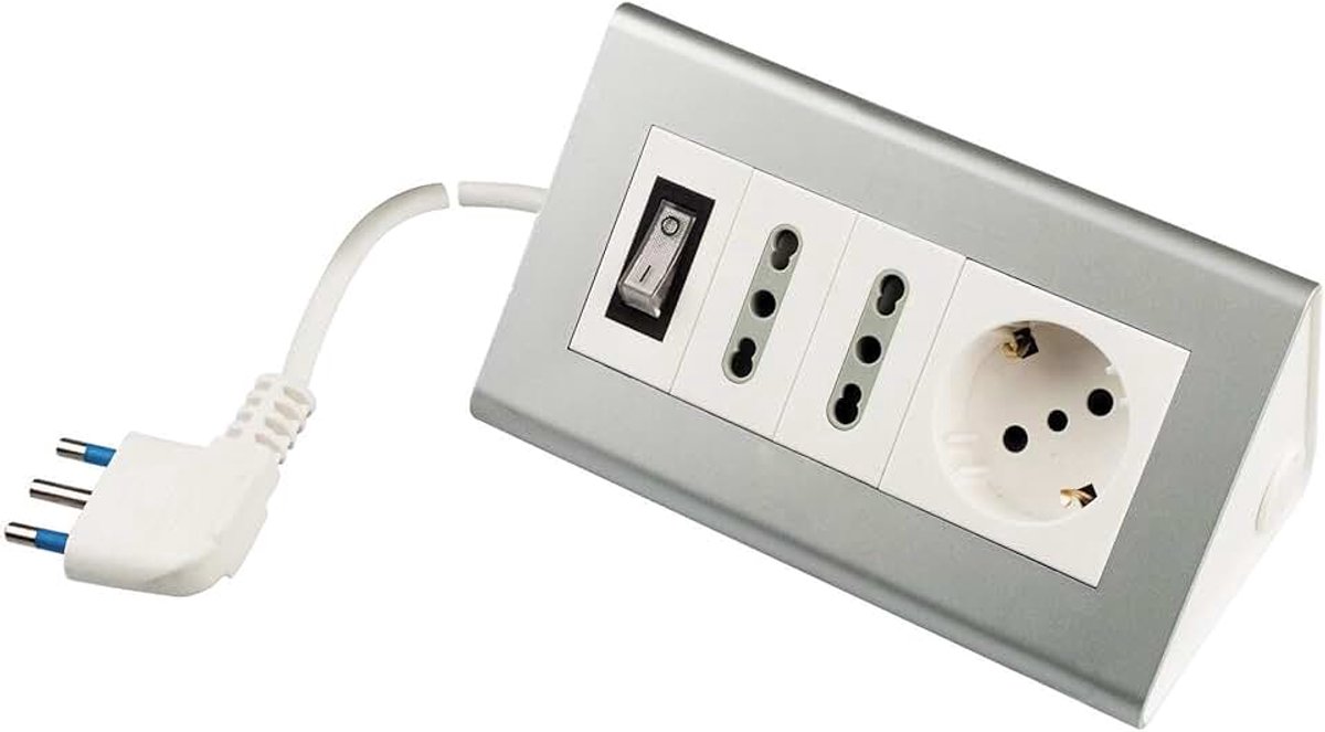 - PP2590S stekkerdoos voor op het bureau - meervoudige stekkerdoos met 2 tweewaardige stopcontacten en geaard stopcontact - stekkerdoos met 2 m kabel en schakelaar