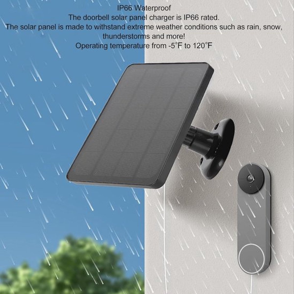 Zonnepaneeloplader Deurbel - Nest Compatibel - IP66 Waterdicht