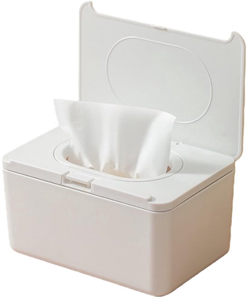 Houder voor babydoekjes, geschikt voor het opbergen van vochtige doekjes voor baby's en volwassenen, perfect voor gebruik in badkamers, keukens, slaapkamers, Deze multifunctionele opbergdoos kan ook droge doekjes en gezichtsmaskers bevatten.