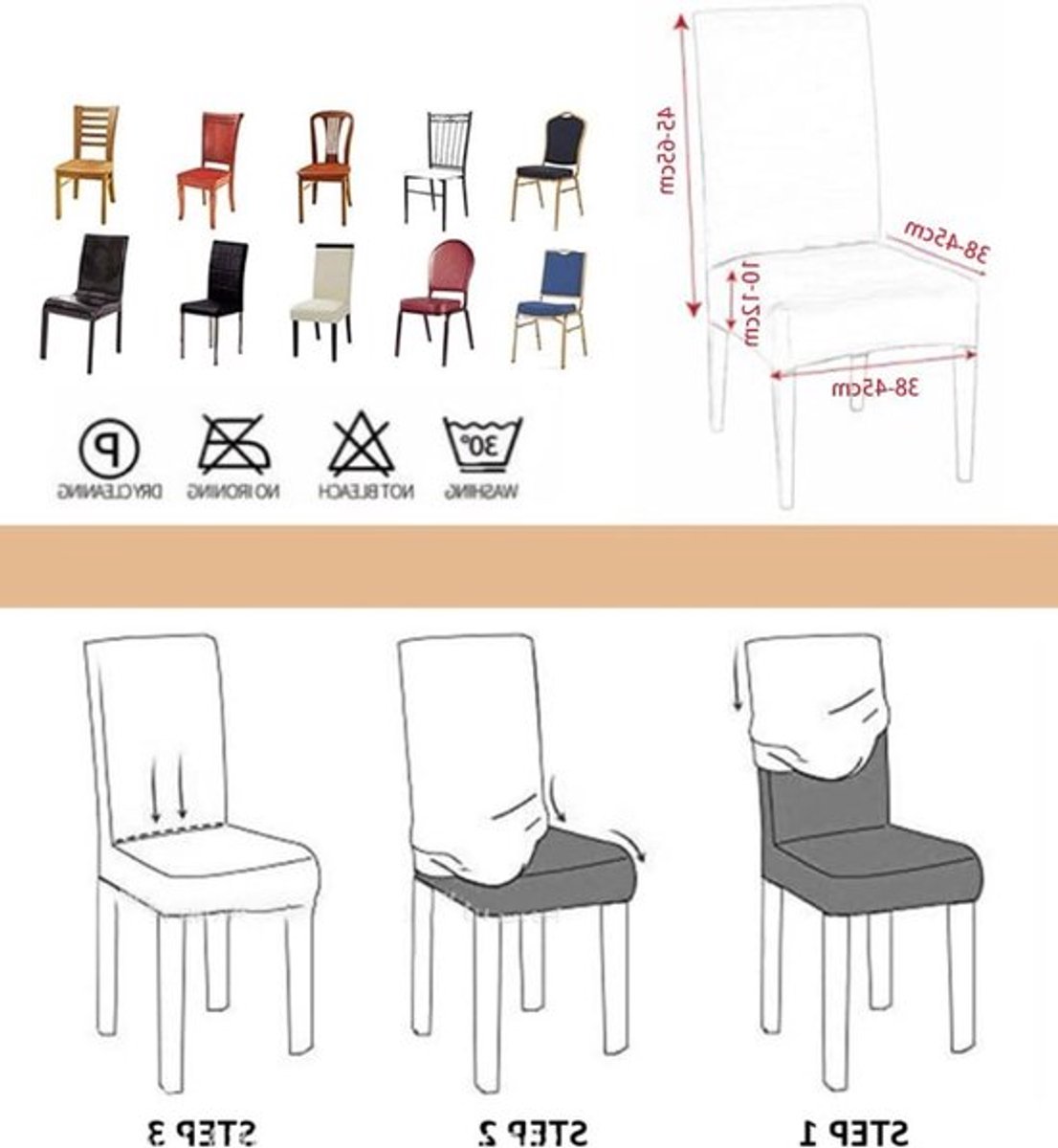 Set van 2 Verstelbare Stoelhoezen, Wasbare Hoezen voor Eetkamerstoelen, Elastische Bescherming voor Feesten en Bruiloften, Lila