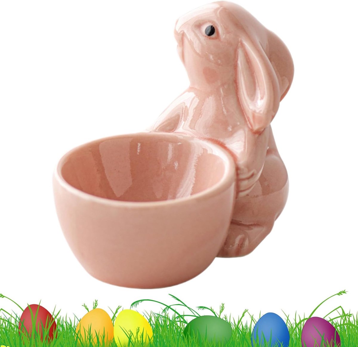 Keramische eierdopjes - Paasdecoratie houder - Ontbijt serveren - Schattig konijn design - ca. 8.5x7cm - Meerdere kleuren