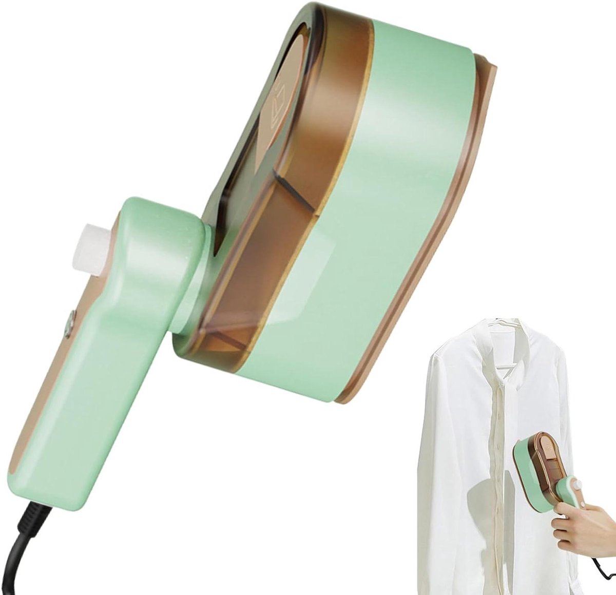Reisstoomstrijkijzer - Kledingstomer - Kleding verzorgen - 180° draaibare handgreep - 150 ml reservoir - Groen