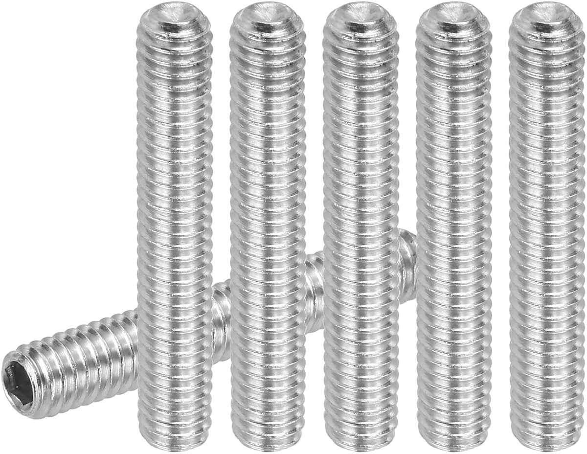 30 stuks madenschroeven M4 x 25 mm, 304 roestvrij staal, madenschroevenset voor deurklinkhouder, meubellampen, kraan, reparaties, zilveren binnenzeskant schroefdraadpennen, schroevenset