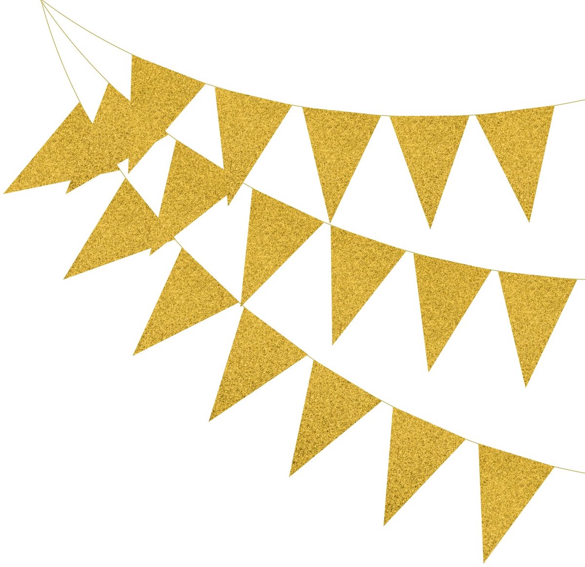 16,4 ft wimpel bannervlaggen, 2 stuks papieren driehoekige vlaggenlijn banner slinger vintage wimpel vlaggen string voor bruiloft verjaardag carnaval evenement feest decoratie, goud