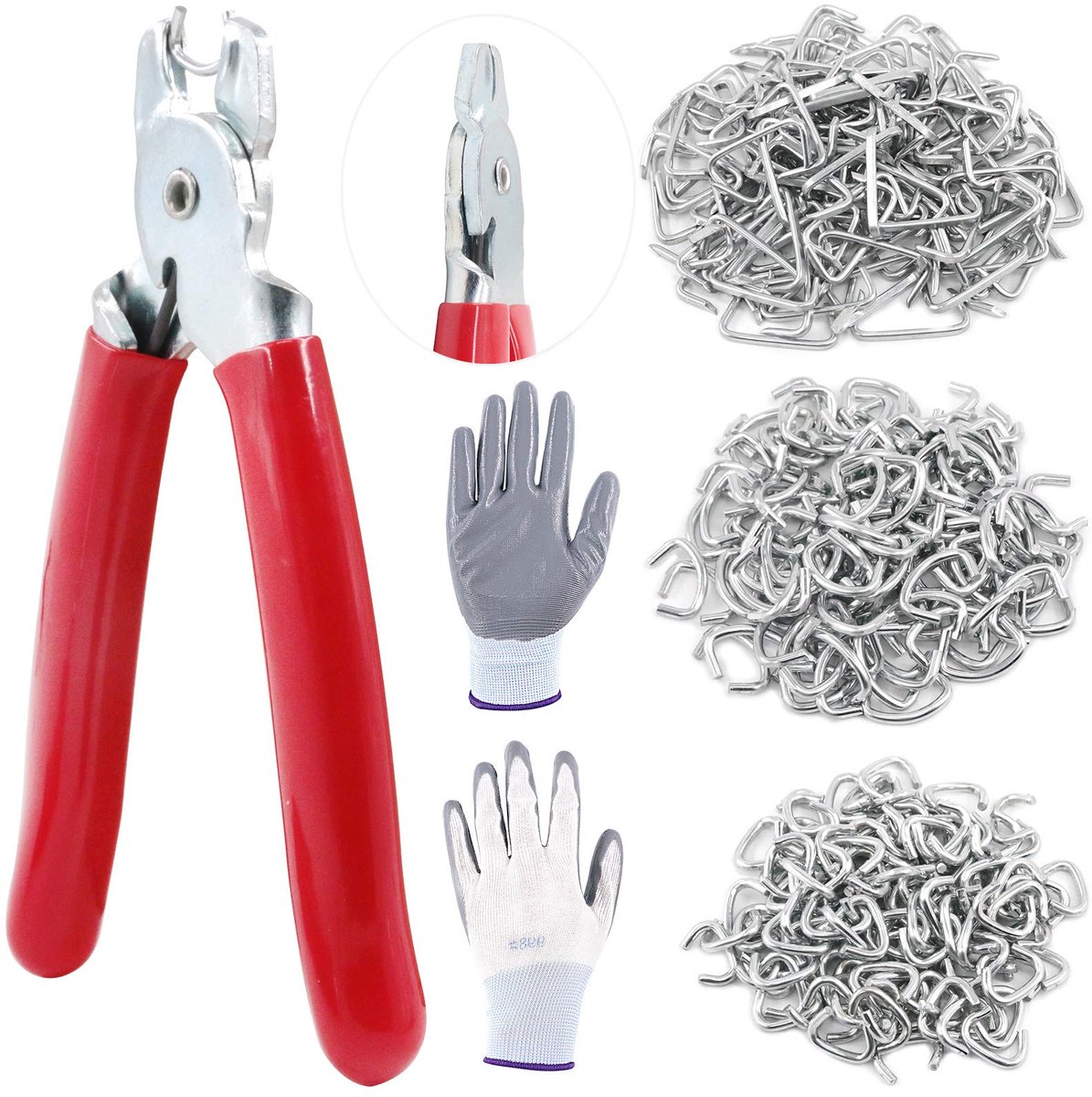 360 stuks 3/4" 1/2" 3/8" gegalvaniseerde varkensringen met rechte varkensringtang, assortiment kit, professionele bekleding varkensringen installatieset voor bungee-schokken, koo