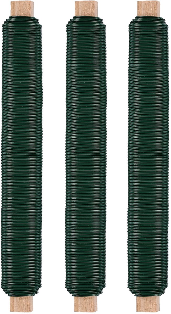 Bloemendraad knutseldraad groen 3-pack - wikkeldraad Ø 0,65 mm x 38 m