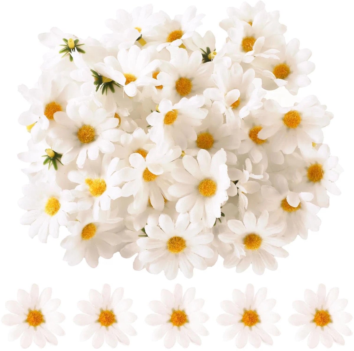 200 stuks kunstbloemen, madeliefjesdecoratie, kunstbloemen als echt, miniatuur kunstbalkonplanten, strooidecoratie bloemen voor bruiloft, feest, doe-het-zelf, bloemstuk, krans
