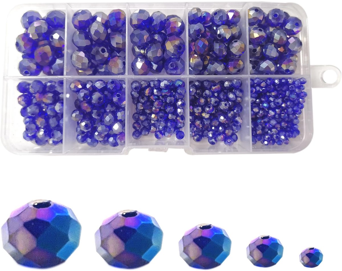 Facet glazen kralen - diverse donkerblauwe rondelle benodigdheden voor sieraden maken bevindingen: 2 mm, 4 mm, 6 mm, 8 mm, 10 mm
