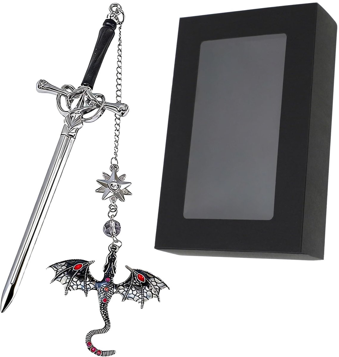Draak en Zwaard Boekenlegger, Fourth Wing Geïnspireerd met Kwastje, Fantasy Leesaccessoire voor Volwassenen