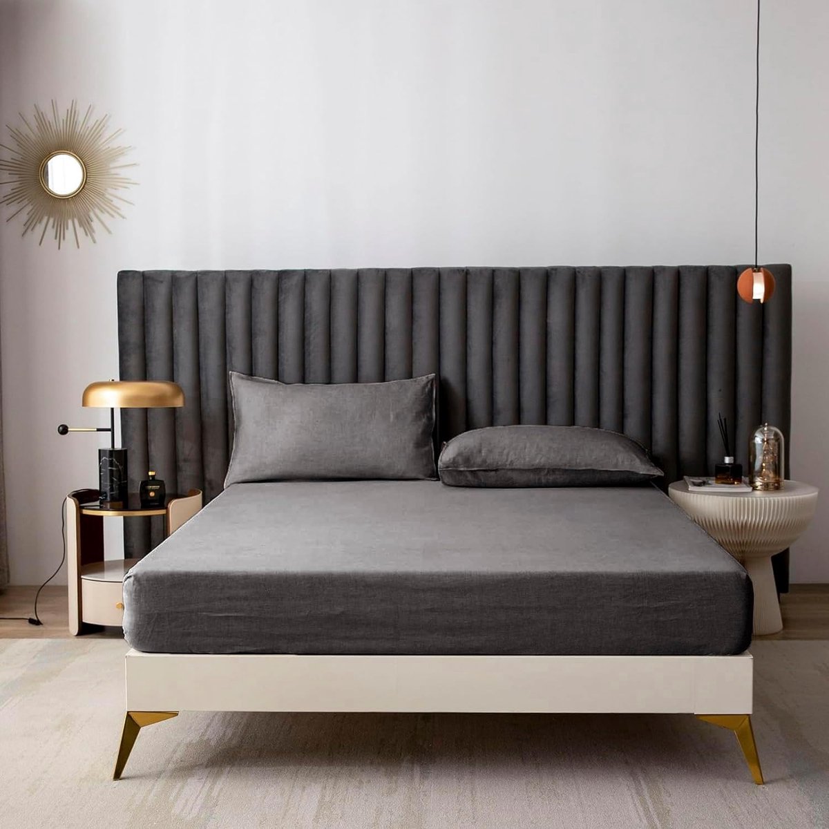 DXHome Hoeslaken, 200 x 200 cm, linnen, 100% hoeslaken, laken, 30 cm diepe zak, temperatuurregulerend, ademend, hoeslaken met elastiek, donkergrijs