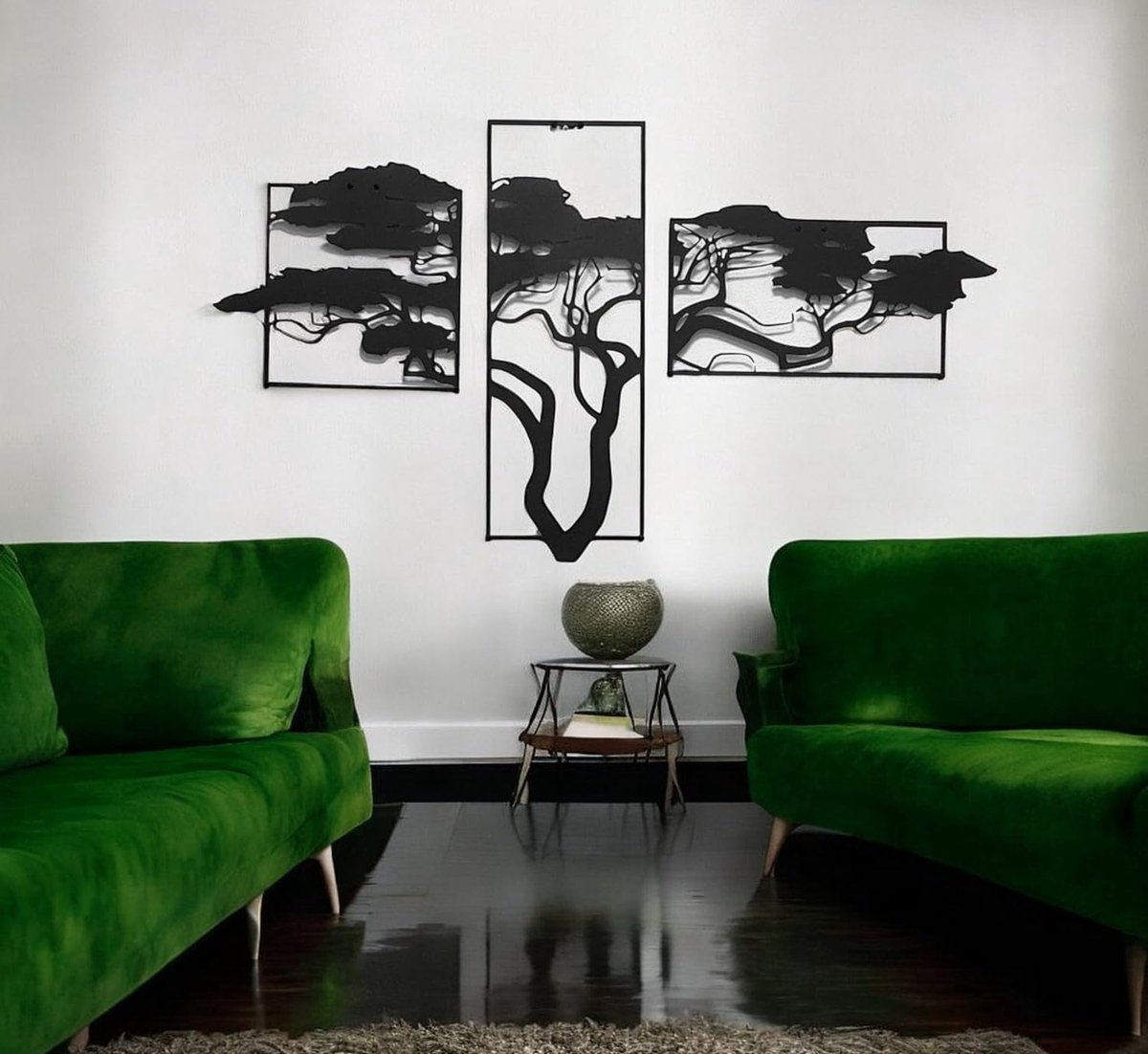 Levensboom wanddecoratie, wandafbeelding van metaal, zwart, moderne huismuurkunstdecoratie, muurstickers, afbeeldingen voor thuis, kantoor, slaapkamer, woonkamer (Accasia, medium)