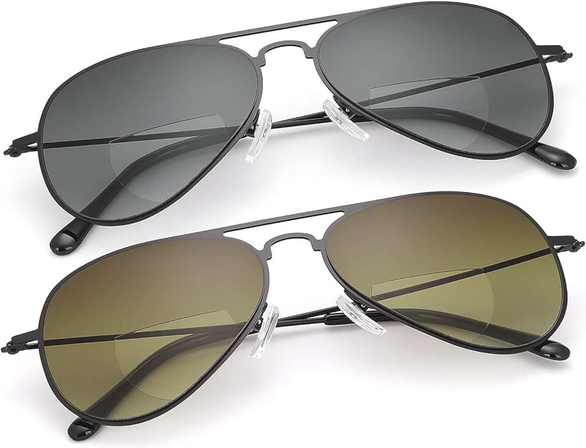 Brillen, UV400-bescherming, leeszonnebril voor dames en heren, metalen bril, comfortabele leesbril