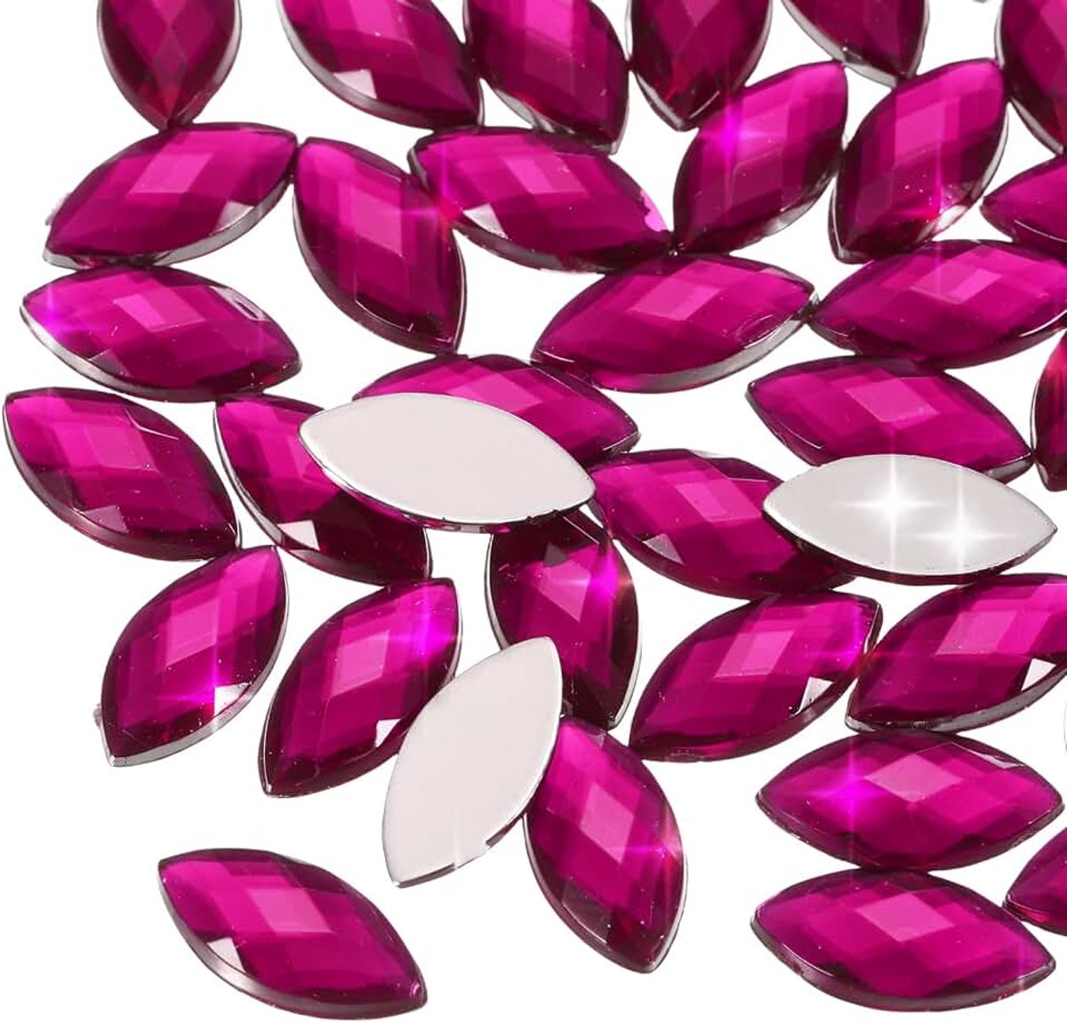 Strassteentjes met platte onderkant, glitterstenen om te knutselen, 6 x 12 mm, marquisevormige acrylkristallen, edelstenen voor kleding, schoenen, doe-het-zelfgeschenken, rozerood, 200 stuks