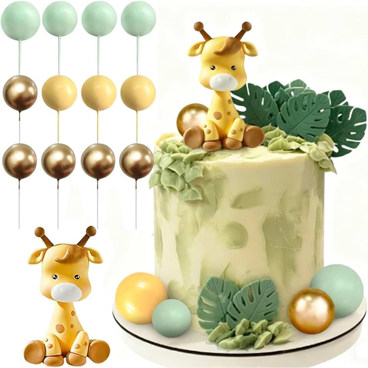 22 stuks giraffe verjaardagstaartdecoratie taartdecoratie giraffe bos jungle taartdecoratie verjaardag kinderen geschikt voor kinderverjaardagen