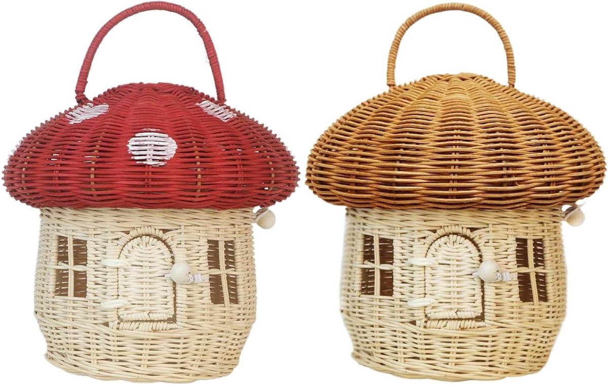 Geweven mand - Rieten mand - Opbergen en decoratie - Handgemaakt ontwerp - 26 cm breed - Zwart