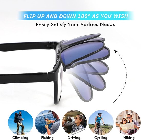 Gepolariseerde Clip-on Zonnebril - Bril clip-on zonnebril - Autorijden Vissen - UV400 Lens Technologie - One Size - Blauw — afbeelding 4