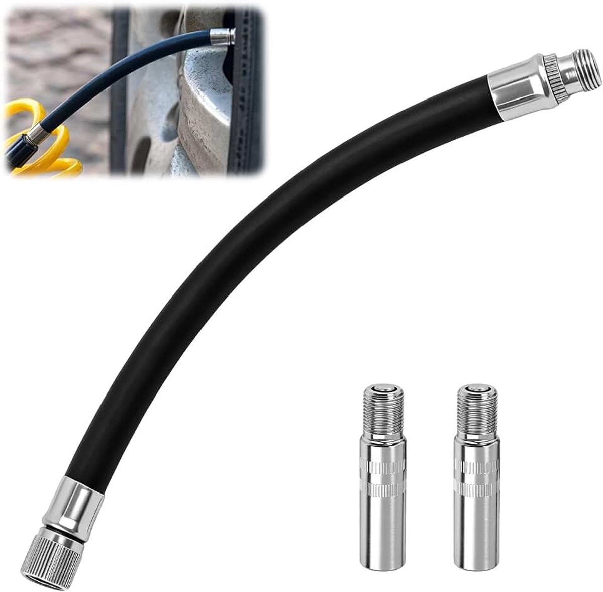 3 stuks ventielverlenging voor Xiaomi E-scooter, autoventielverlenging met adapter, slangenset, flexibele bandventieladapter voor e-scooter, fiets, motorfiets, auto