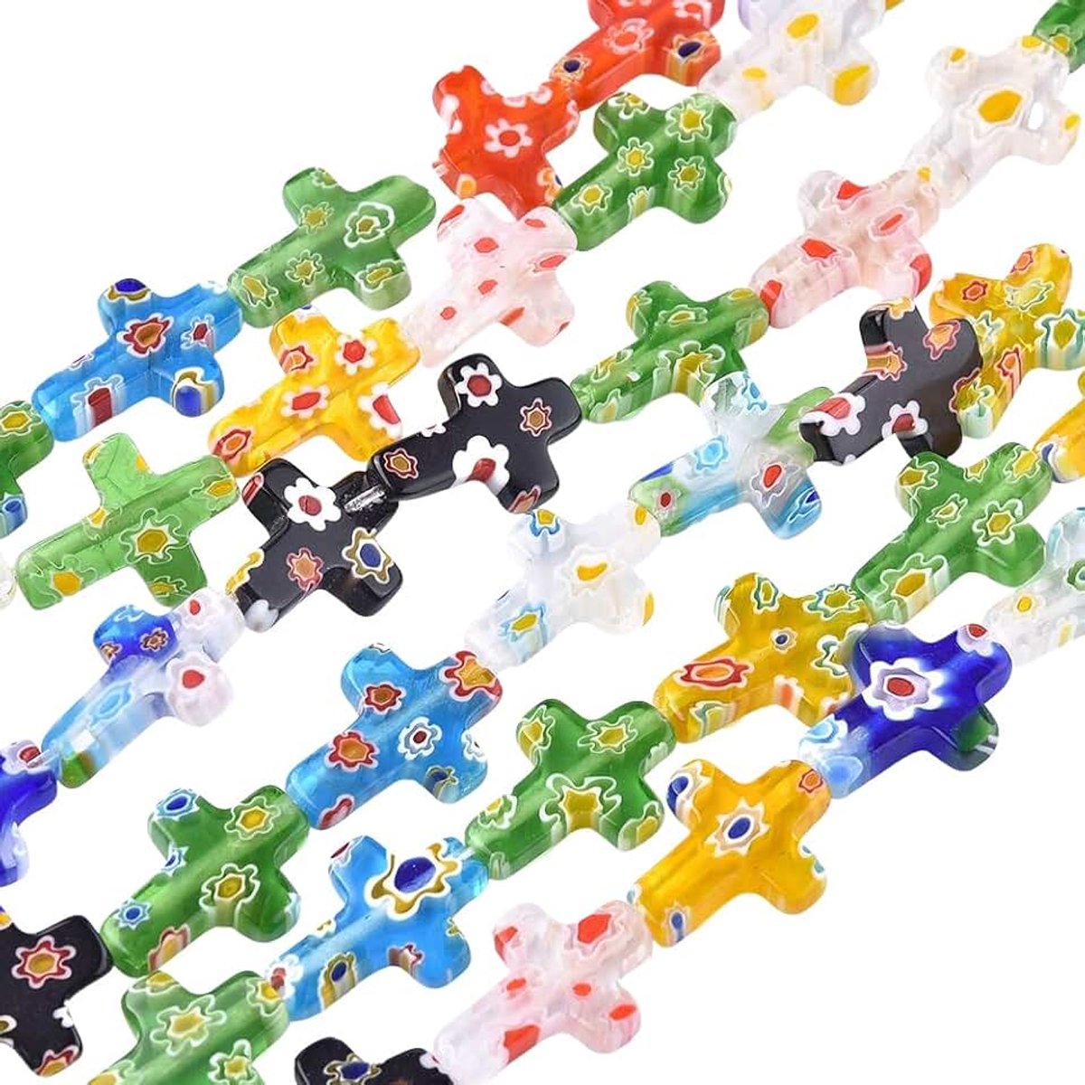 Kralen met gaten handgemaakte gemengde kleuren glas kruisvorm bulk voor het maken van sieraden feestgeschenken benodigdheden