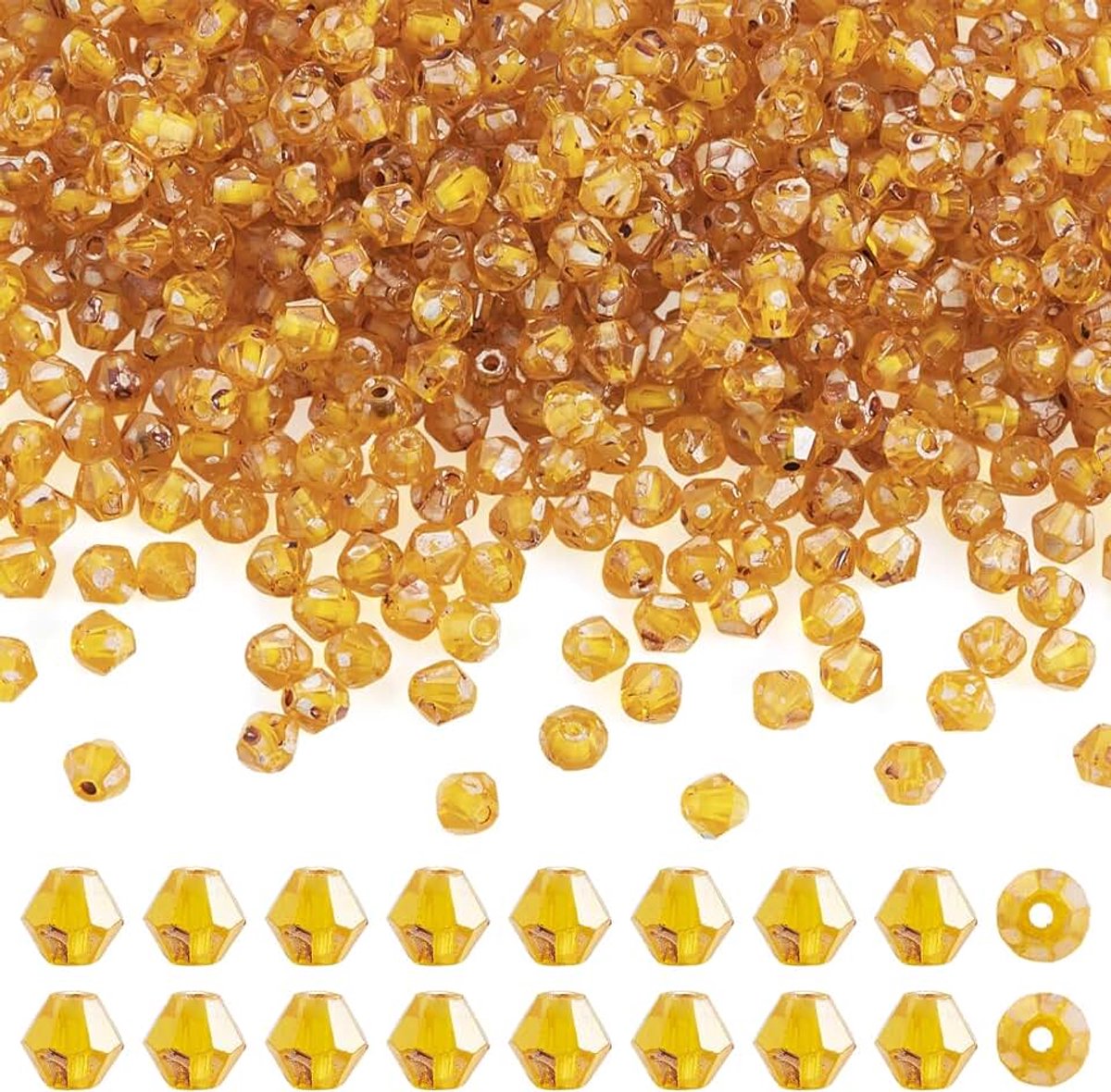 Kralen 4mm Facet Glas Rocailles Losse Spacer voor Armband Ketting Oorbellen Sieraden Maken Guldenroede