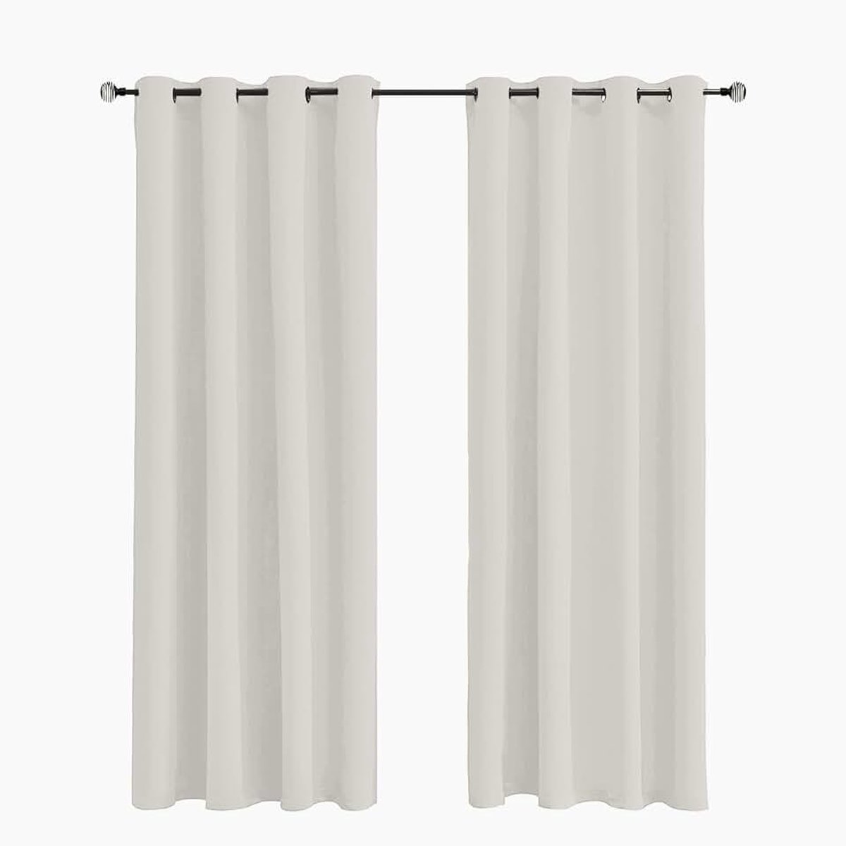 Verduisteringsgordijn, gordijnen, ondoorzichtig, gordijn slaapkamer met ringen, 2 stuks (crème, 120 x 120 cm)